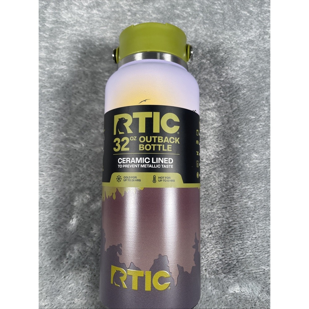 RTIC Outback Bottle 32 oz Ceramic Lined Insulated Green Purple Stainless Steel